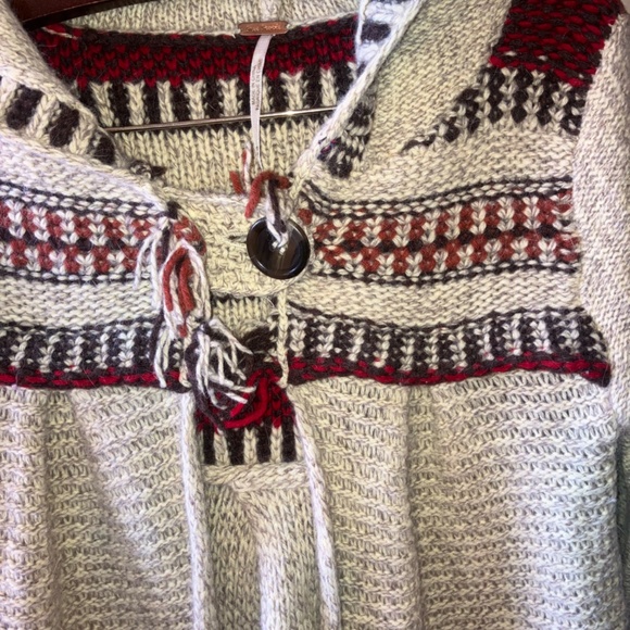 Free People Gretel Swing Wool Angora Blend Hooded Cardigan Sweater Boho - Picture 2 of 6